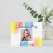 レインボーエレガント卒業写真シニア2024パーティー ポストカード (スタンド正面)