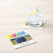 レインボーエレガント婚約写真保存日時 スクエアペーパーコースター (インサイチュ)