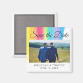 レインボーエレガント婚約写真保存日時 マグネット (正面/裏面)