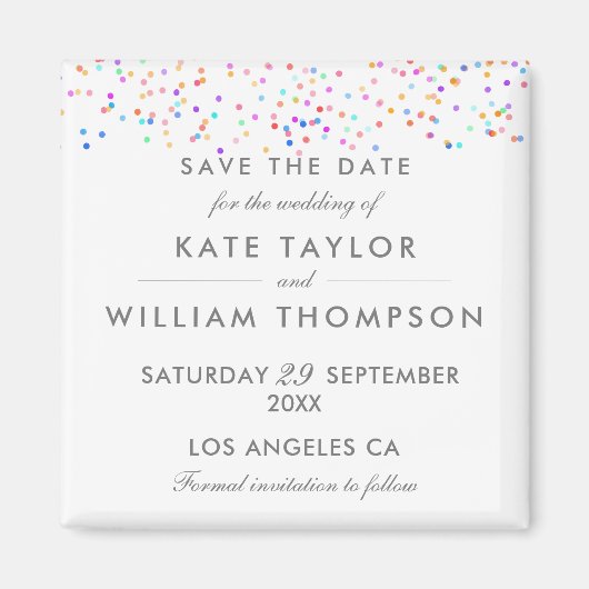 レインボーエレガント紙吹雪保存日 マグネット (正面)