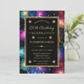 レインボーエレガント花火フレーム60誕生日 招待状 (スタンド正面)