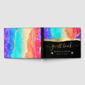 レインボーエレガント&金ゴールドグリッターアガテ結婚ス ゲストブック (全面)