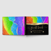 レインボーエレガント&金ゴールドグリッターアガテ結婚ス ゲストブック (全面)