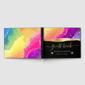 レインボーエレガント&金ゴールドグリッターアガテ結婚ス ゲストブック (全面)