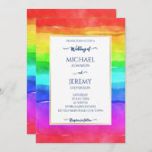 レインボーエレガントqrコードRSVP モダン 招待状 (正面/裏面)