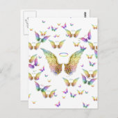 レインボーエンジェルウィングスとハロー ポストカード (正面/裏面)