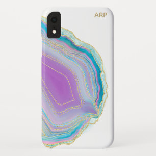 *~*レインボーエージェート金ゴールドグリッターパステルホワイト iPhone XRケース