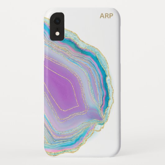 *~*レインボーエージェート金ゴールドグリッターパステルホワイト Case-Mate iPhoneケース (裏面)