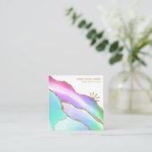 *~*レインボーエーテ金ゴールドグリッター静脈パステルホワイト スクエア名刺 (スタンド正面)