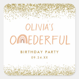 レインボーオネダーフルガール1st誕生日パーティー スクエアシール