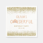 レインボーオネダーフルガール1st誕生日パーティー スタンダードカクテルナプキン (正面)