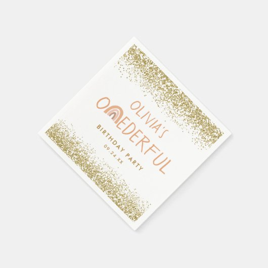 レインボーオネダーフルガール1st誕生日パーティー スタンダードカクテルナプキン (角)