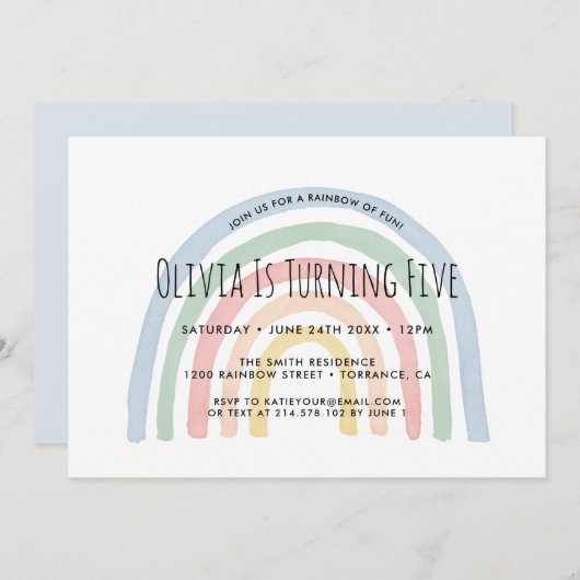 レインボーオブおもしろいレインボー5th誕生日招待状 招待状 (正面/裏面)