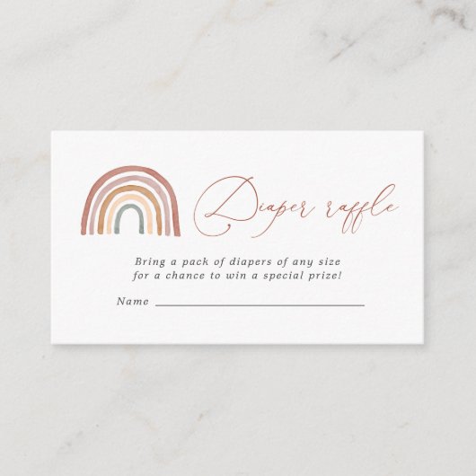 レインボーオムツラッフルベビーシャワーカード エンクロージャーカード (正面)