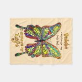 レインボーオレンジ糖尿病マイライフバタフライブランケット フリースブランケット (正面(横))