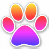 レインボーオンブレ仔犬の足跡の形 シール (正面)