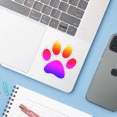 レインボーオンブレ仔犬の足跡の形 シール (ノートパソコンとiPhone)