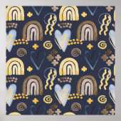 レインボーオーガニックとうぶな人パターンを形成し、ハート。 ポスター (正面)