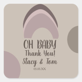 レインボーオーガニックシェイプボヘミアンベビーシャワー感謝してい スクエアシール