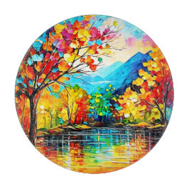 レインボーオータムレイクアート カッティングボード