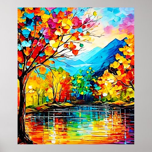 レインボーオータムレイクアート ポスター (正面)