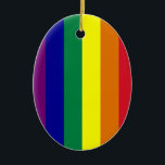 レインボーオーバルオーナメント セラミックオーナメント<br><div class="desc">虹ストライプの色の垂直な色。</div>