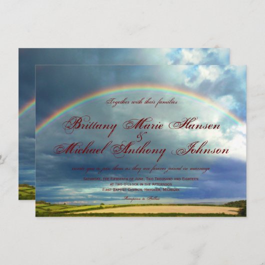 レインボーオーバーカントリーフィールド結婚式招待状 招待状 (正面/裏面)