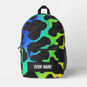 レインボーカウパターンモノグラム プリントバックパック (正面)