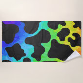 レインボーカウープリント ビーチタオル (正面)