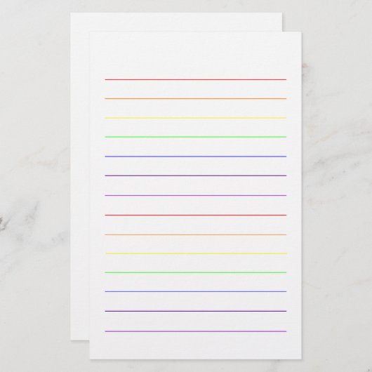 レインボーカカラフルラーかわいらしズカットプカラフルレーン 便箋 (正面/裏面)