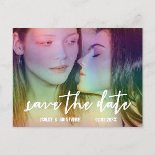 レインボーカスタムゲイ/レズビアンSave the Date 案内ポストカード