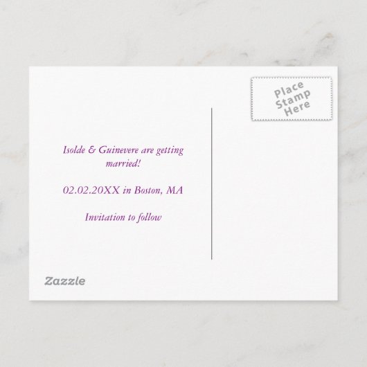 レインボーカスタムゲイ/レズビアンSave the Date 案内ポストカード (裏面)