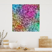 レインボーカッコいいカラーモザイク ポスター (キッチン)