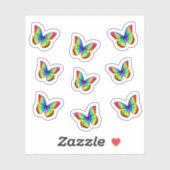 レインボーカッコいいバタフライステッカー シール (シート)