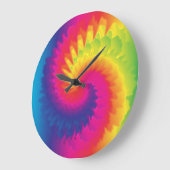 レインボーカッコいい絞り染め ラージ壁時計 (傾斜)