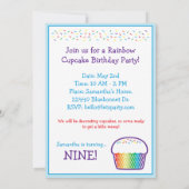 レインボーカップケーキ子供の誕生日パーティの招待状 招待状 (裏面)