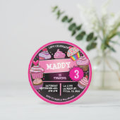 レインボーカップケーキ誕生日パーティーへの招待 招待状 (スタンド正面)