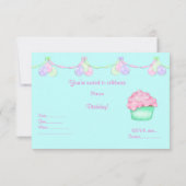 レインボーカップケークアクアバースデーパーティーの招待 招待状 (裏面)