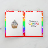レインボーカップケーフルードアート誕生日 カード (内部)