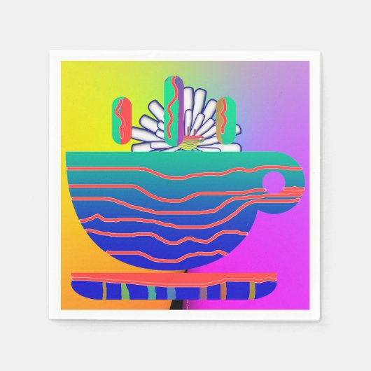 レインボーカップソーサーパーティー スタンダードカクテルナプキン (正面)