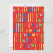 レインボーカトラリーキュート誕生日パーティーピクニッククックアウト 招待状 (裏面)