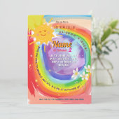 レインボーカラフルお洒落パーティー誕生日 招待状 (スタンド正面)
