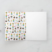 レインボーカラフルお誕生日ケーキバースデーパーティー サンキューカード (内部)