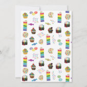 レインボーカラフルお誕生日ケーキ子供の誕生日パーティー 招待状 (裏面)