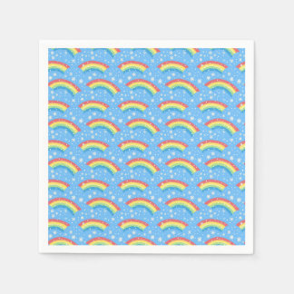 レインボーカラフルとスノーフレークのパターン スタンダードカクテルナプキン