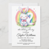 レインボーカラフルとバニーの2回目の誕生日パーティー 招待状 (正面)