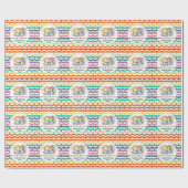 レインボーカラフルとユニコーン第9誕生日パーティー ラッピングペーパー (フラット)