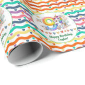 レインボーカラフルとユニコーン第9誕生日パーティー ラッピングペーパー (ロールコーナー)
