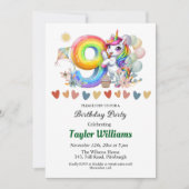 レインボーカラフルとユニコーン第9誕生日パーティー 招待状 (正面)