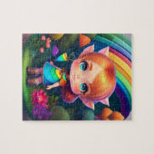 レインボーカラフルと小さなかわいい小妖精や小人の少女 ジグソーパズル (横)